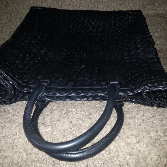 FALOR Falorni La Borse ITALY Hand Woven Black F2150 Leather Tote-RARE MODEL-NWT - Picture 4 of 8